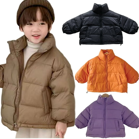 Esaierr Boys Girls down Puffer Jacket for Kids Baby ,Toddler Autumn Winter down Coat Thick Warm Outwear Short Standing Collar Casual Kid Cotton Snowsuit Jacket for 2-8Y