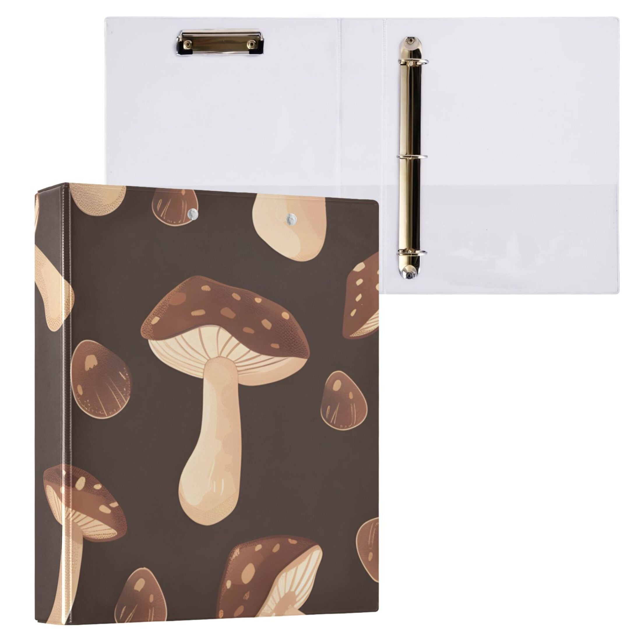 Chocolate Mushrooms 3 Ring Binders 1.5 inch Hardcover File Folders with Interior Pockets A4 Size Organizer for School Office Hospital Set of 2