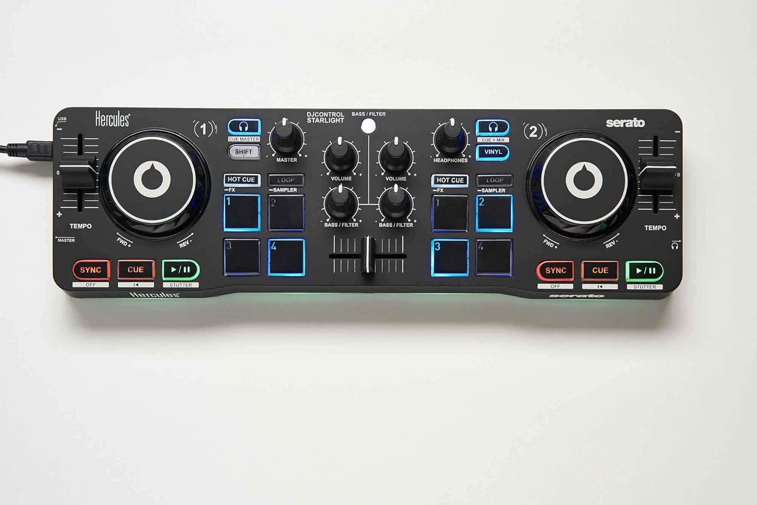 Hercules DJControl Starlight Pocket USB DJ Controller-Black 