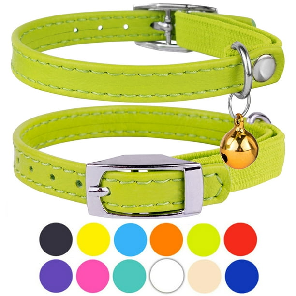 Leather Cat Collar Breakaway Safety Collars Elastic Strap for X Small