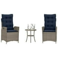 thumbnail image 1 of vidaXL 3 Piece Bistro Set with Cushions Gray Poly Rattan, 1 of 6