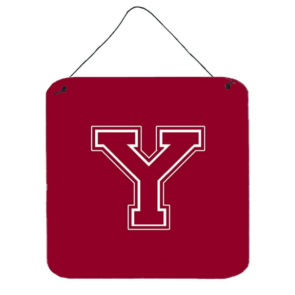 Letter Y Initial Monogram - Maroon and White Wall or Door Hanging Prints