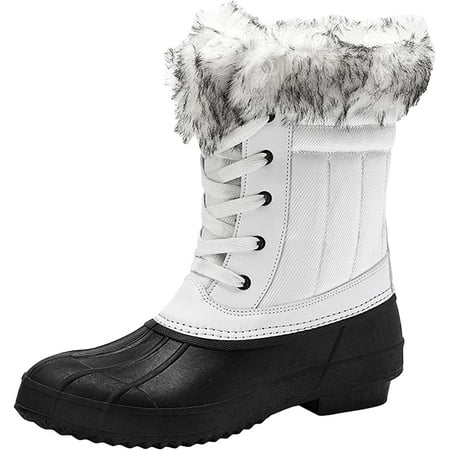 

Womens Snow Boots Winter Waterproof Duck Boots Fully Fur Lined Ankle Booties Outdoor Non Slip Rain Boots