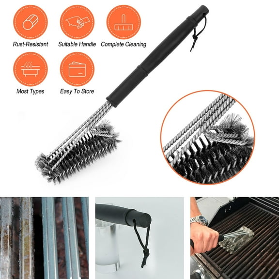 Stainless Steel BBQ Brush Safe Efficient Grill Cleaning Brush 18" Stiff Bristles Grill Cleaner Brush for Grill Cooking Grates BBQ Accessories Gifts for Men