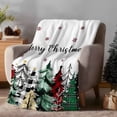 thumbnail image 2 of Merry Christmas Flannel Blanket for Bed,Travel and Camping, Green Red Black Plaid Christmas Tree Snowflakes Super Soft Cozy Blanket for All Seasons 40"x60", 2 of 9