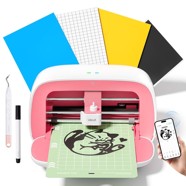 Máquina troqueladora LIKCUT S501 rosa con almacenamiento y accesorios