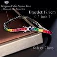 thumbnail image 6 of Silver Plated Multicolor Cubic Zircon Square Necklace Bracelet Boho Jewelry Set, 6 of 9