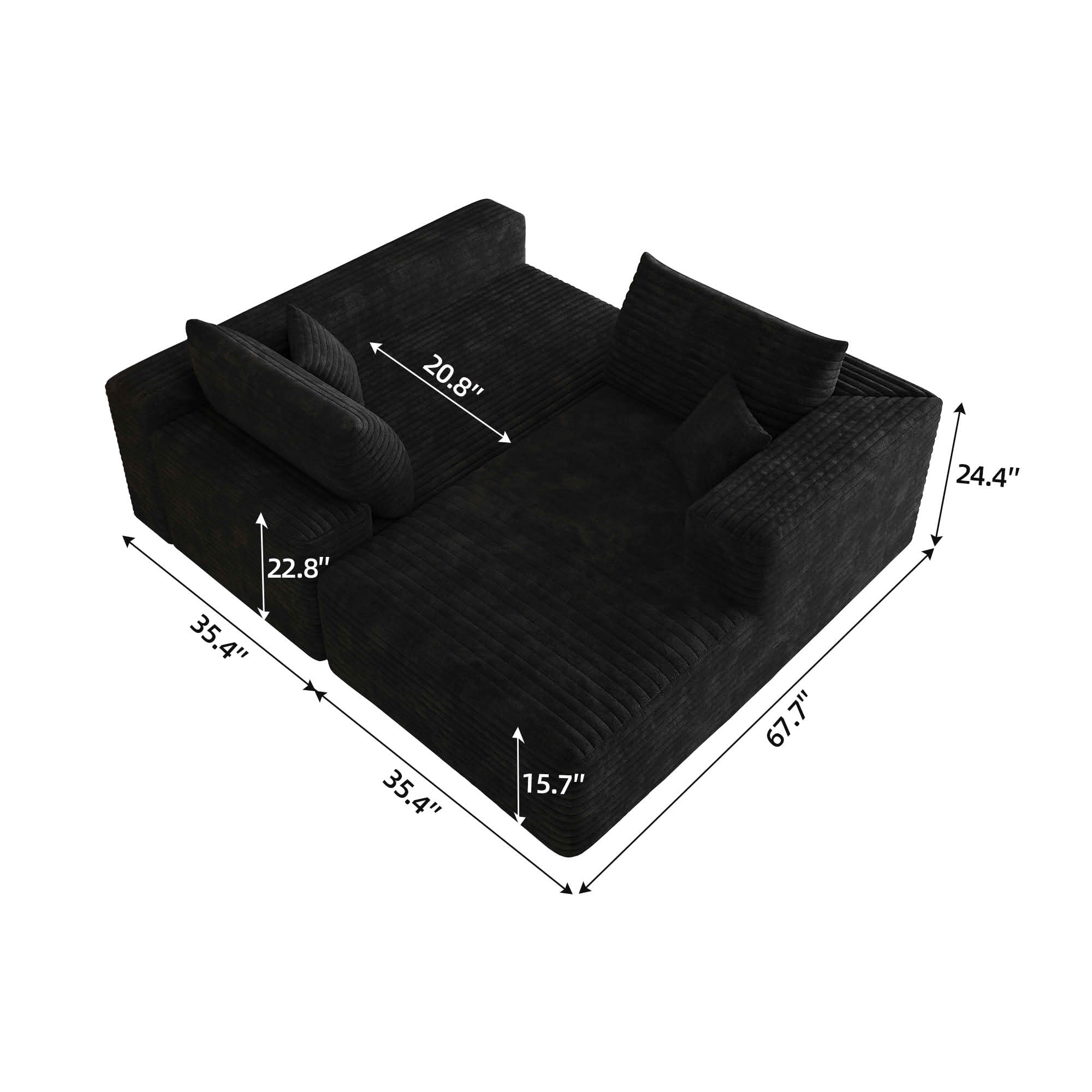 MAYEERTY 103 Inch L‑Shaped Cloud Sectional Sofa, Modern Minimalist Deep‑Seat Corner Couch, Plush Corduroy Upholstered Reversible Sofa, No‑Assembly Required for Living Room Apartment