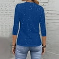 thumbnail image 7 of Staron Women's Casual Tops 3/4 Sleeve Round Neck Blouse Loose Comfy Fashion Basic Tee Shirt, Blue M, 7 of 7