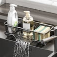thumbnail image 3 of BUYISI Sink Drain Rack Sponge Holder Kitchen Storage Organiser with Drain Tray Black, 3 of 8