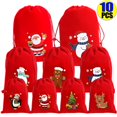 thumbnail image 2 of Bolsas de regalo de algodón con cordón para Navidad, bolsita pequeña para galletas, dulces, decoración navideña, 10/5/1 piezas, 2024, 2 of 4