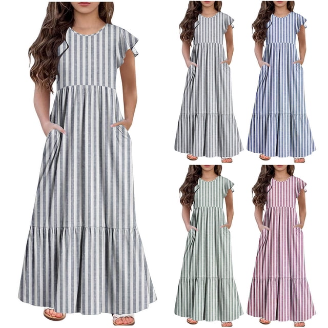 Tranfacy Robes d'Été pour Filles, Robes pour Petites Filles, Robe de Princesse pour Enfants Style Mode Sans Manches à Col Rond Robe de Fille