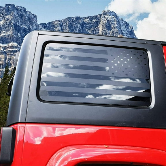 2x Rear Window Decal American Flag Sticker For Jeep Wrangler JK JKU 4Dr 2007-17