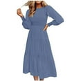 thumbnail image 1 of Pisexur Robe à Manches Longues à Col en V Femme Hiver Mode Manches Longues Col Rond Robe Longue Unie Caractéristiques Robe Femme, 1 of 4