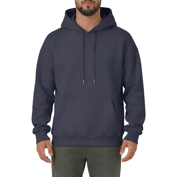 Trgacdwlo Hoodies for Men Solid Color Long Sleeve Hooded Sweatshirt Men Workout Fall Winter Mens Pullover Shirts with Pocket Navy XXL
