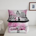 thumbnail image 5 of Erosebridal Pink Paris Eiffel Tower Comforter Set Queen Size French Style Couple Lover Flower Bedding Sets Women Quilted Duvet 1 Comforter + 2 Pillow Cases Romantic Bedroom Decor, 5 of 7