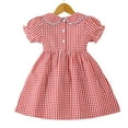 thumbnail image 2 of MEZZALL Girls Dresses Floral Embroidery Checkered Summer Dress With Collar And Puff Sleeves For Toddler Kids Comfortable Casual Outfits Stylish Cartoon Clothing, 2 of 7