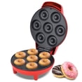 thumbnail image 1 of Courant Mini máquina para hacer donas para día festivo, niños, desayuno o aperitivos, postres y más con superficie antiadherente, hace 7 donas, rojo, 1 of 5