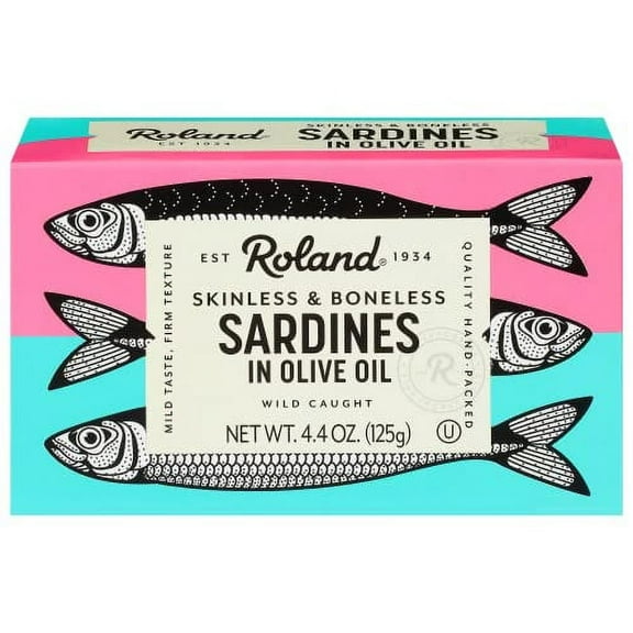 Roland Foods Sardine in Olive Oil, Skinless and Boneless, Specialty Imported Food, 4.4-Ounce Tin