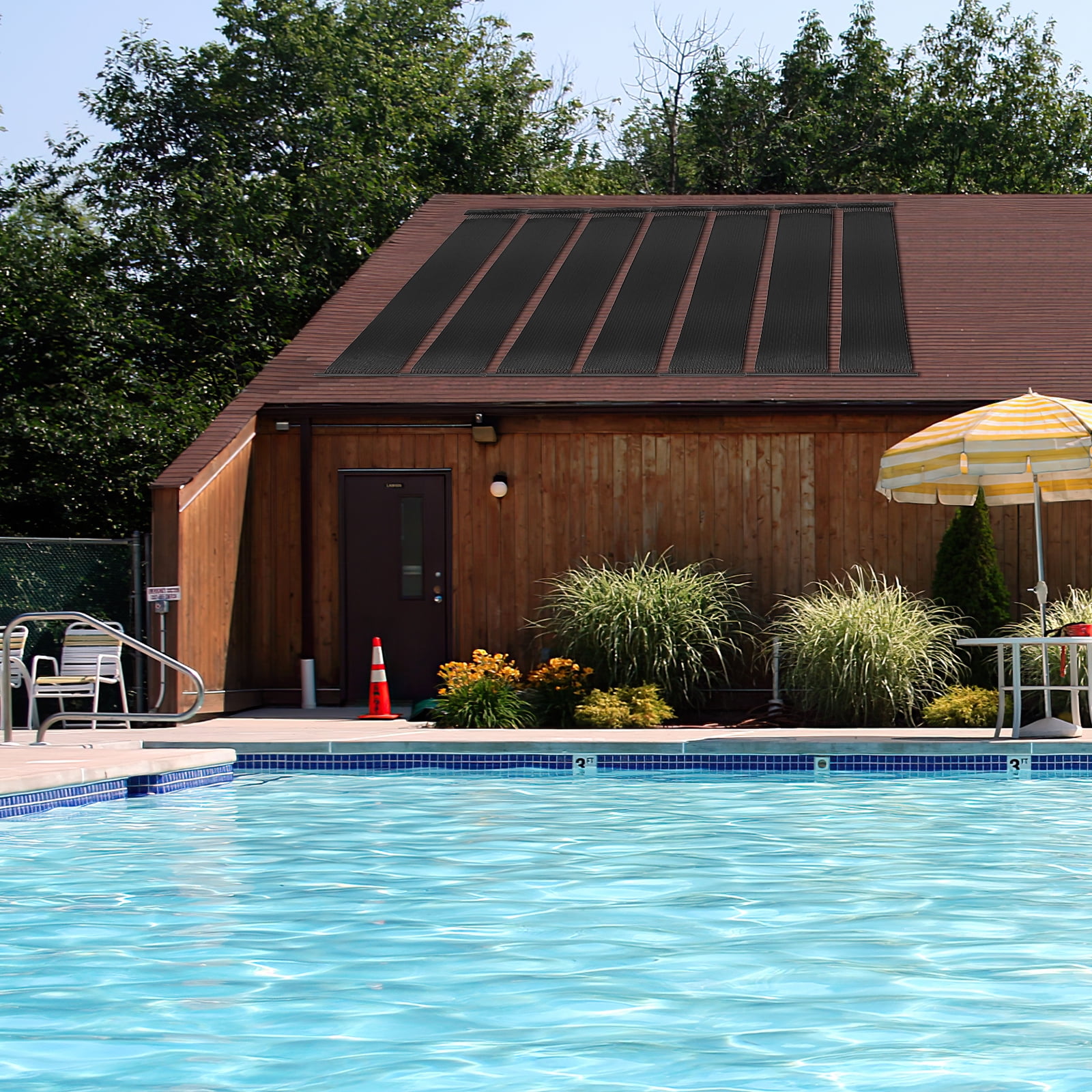 Infans 2.5’x16.5’ Weatherproof PE Solar Collector Panels Swimming Pool Heating System