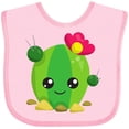 thumbnail image 3 of Inktastic Little Cactus, Cactus With Flowers, Smiling Cactus Girls Baby Bib, 3 of 4