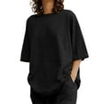 thumbnail image 6 of Baqcunre Women's Belt Pocket Suit with Half-Sleeve O-Neck Top and Wide-Leg Pant Set,Color Black,Size S-5XL, 6 of 6