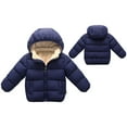 thumbnail image 3 of YYDGH Winter Toddler Baby Fleece Coat Solid Warm Jacket Baby Boys Girls Padded Fuzzy Coats Kids Zipper Plush Hooded Outerwear(Navy,5-6 Years), 3 of 3