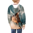 thumbnail image 4 of Xoenoiee Y2K Zip Up Hoodies for Teens Boys Girls Long Sleeve Hooded Sweatshirt Running Horse Print Streetwear Oversize Jackets for Kids, 14-16 Years, 4 of 7