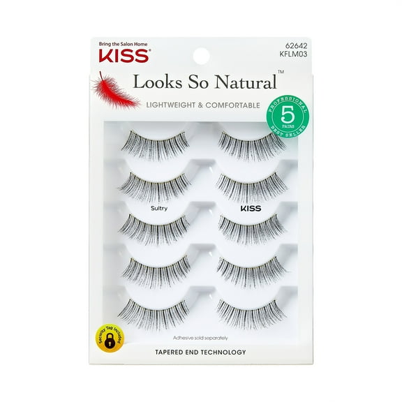 KISS Looks So Natural False Eyelashes Multipack, 'Sultry', 12mm, 5 Pairs Strip Lashes