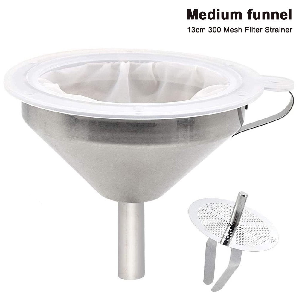 Funnel, stainless steel with strainer. Stainless Steel Funnel With Mesh Strainer : 5-Inch Stainless Steel Funnel with 300 Mesh Food Filter ...