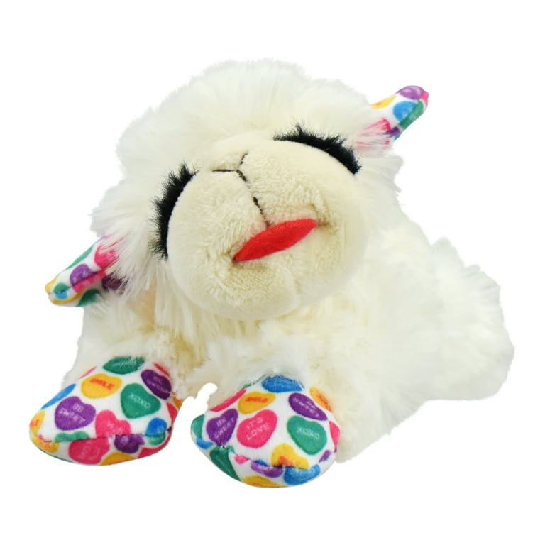 Multipet Valentine's Day Plush Lamb Chop Small Dog Toy with Hearts