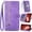 Purple, variant on for Motorola Moto G (2026) Matte Nubuck Leather Phone Case Zipper Wallet Folio Flip Cover Kickstand, 2-Layer Card Slot Cash Holder Photo Frame, Embossed Floral Magnetic Clasp, Wrist Strap