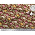 thumbnail image 3 of Soimoi Red Cotton Poplin Fabric Quarterfoil & Water Lily Floral Print Printed Craft Fabric By the Yard 42 Inch Wide, 3 of 3
