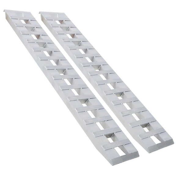 Heavy-Duty Ramps with Top Hook Attaching End, Universal Loading Ramp for Motorcycle, Tractor, ATV/UT 84" X 14" 6600 LBS 1 Pair 2 Ramps Silver Aluminum,