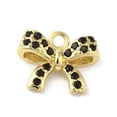thumbnail image 1 of Rack Plating Brass Micro Pave Cubic Zirconia Pendants Bowknot Long-Lasting Plated Cadmium Free & Lead Free with Jump Ring Real 18K Gold Plated Black 14x11x4.5mm Hole: 1.8mm, 1 of 3