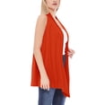 thumbnail image 2 of Women's Sleeveless Long Body Open Draped Front Solid Cardigan Vest S-3XL, 2 of 5