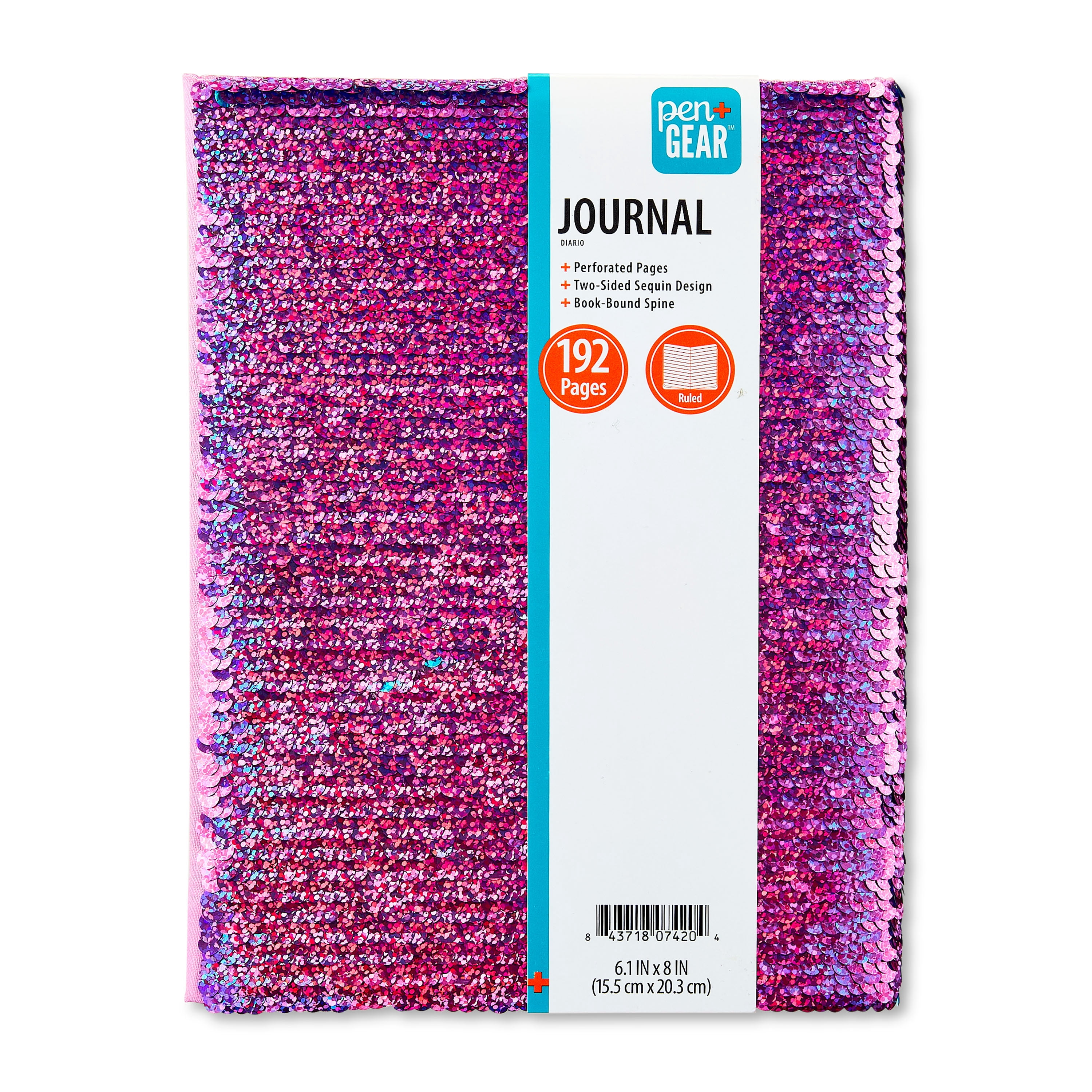 Pen+Gear Brand Flip Sequin Butterfly Journal, 96 Lined Perforated Sheets, 6" x 8"