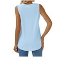 thumbnail image 4 of TKLPEHG Tank Top for Women Crew Neck Tunic Top Summer Clothes Lightweight Solid Color Loose Sleeveless T Shirt Fashion Casual Comfy Blouses (Light Blue,M), 4 of 7