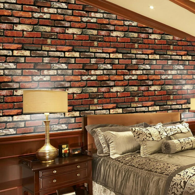 3D Brick Wall Stickers Self-Adhesive Wallpaper Sticker Film Wall Sticker  Roll Peel and Stick Art Wall Panels for Living Room Background Wall