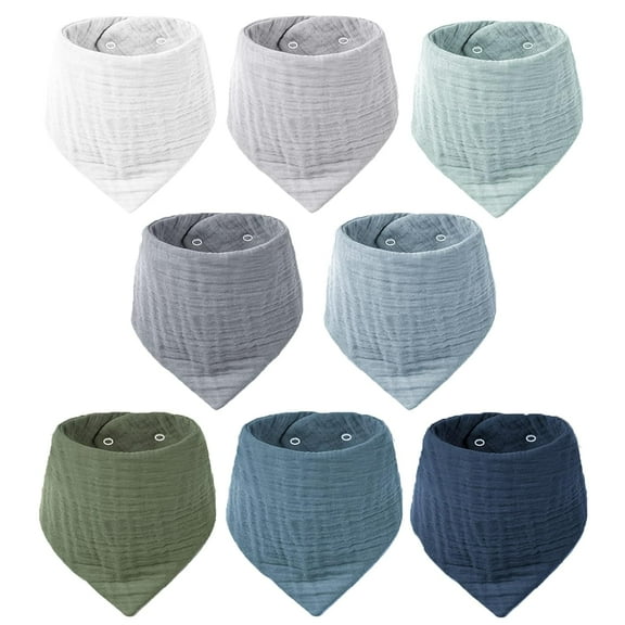 8-Pack Muslin Baby Bibs, Absorbent Bandana Drool, 100% Cotton Unisex Baby Bibs for Teething and Drooling