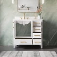 thumbnail image 3 of ANGELES HOME 36" Bathroom Vanity with Sink, Bathroom Freestanding Vanity W/ 2 Soft-Close Doors and 5 Soft-Close Drawers, Solid Wood Cabinet Vanity with Cultured Marble Countertop, White, 3 of 6