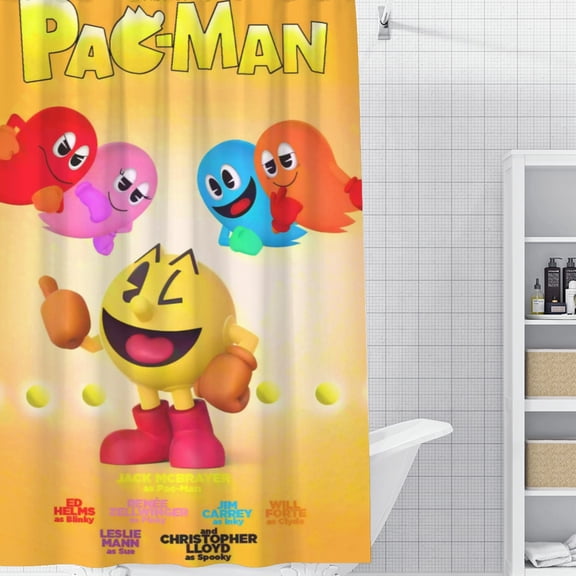 Pacman-theme Bathroom Shower Curtain Home Decor,Bath Curtains Durable Waterproof Bath Curtain , Adluts Girls Boys Bathroom Decor House Gifts 52x71inch（130cmX180cm）