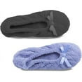 thumbnail image 3 of isotoner Women's 2 Pack Ballerina Slipper Quilted and Solid Ballet Flat 6.5-7.5 Periwinkle Quilted, Ash Solid, 3 of 7