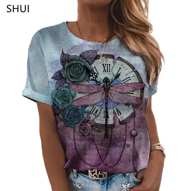 Camiseta de música, camiseta Sexy a la moda para mujer, novedad de verano 2023, camiseta holgada con estampado Floral XL para mujer, Top estampado 3D con patrón abstracto encantador Tan Jianjun unisex