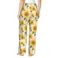 thumbnail image 3 of Pajama Pants Women, Yellow White Plaid Sunflower Sweatpants Soft Sleep Lounge Pants, Casual PJ Bottoms Pants with Pockets, 3 of 5