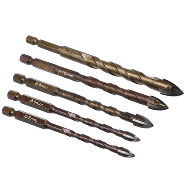 Riwesomey Juego de brocas hexagonales cruzadas de 3-12mm para abridor de agujeros de hormigón y cerámica de vidrio, juego de herramientas de brocas Herramientas eléctricas traje 3