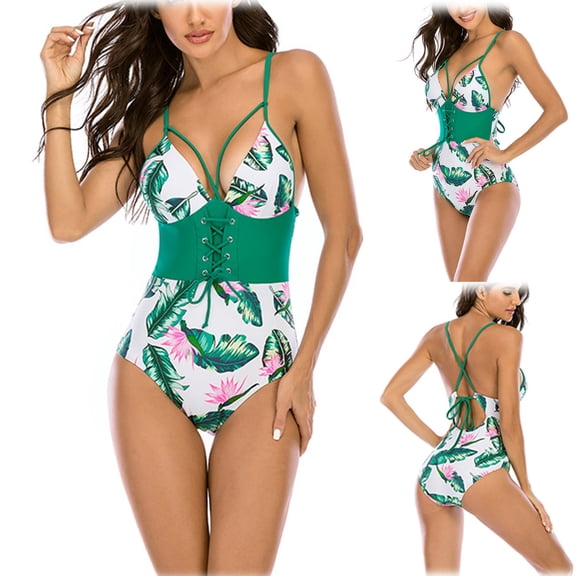 Vedolay Womens Swimsuits Womens Ruched High Cut One Piece Swimsuit Tummy Control Bathing Suit,Green S