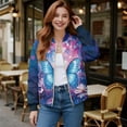 thumbnail image 2 of DISNIMO Butterfly Daisy Printed Sweatshirts for Women Trendy Jackets Long Sleeve Outwear Zip Front Jackets for Fall Winter, 2XL, 2 of 7