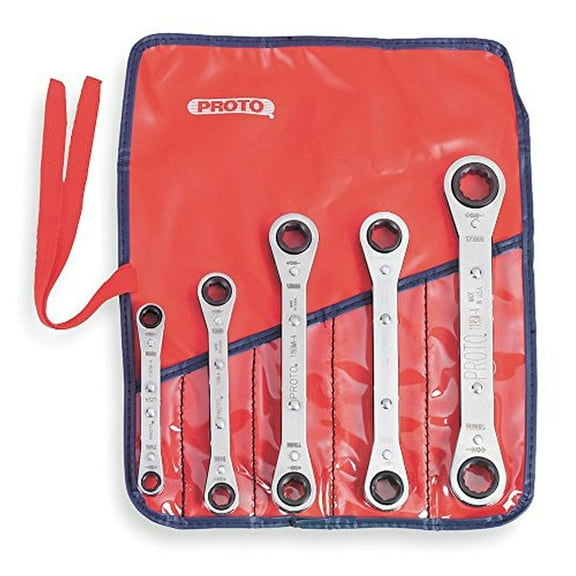 Proto 5 Piece Metric Reversible Ratcheting Box Wrench Set-12 Point