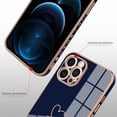 thumbnail image 2 of Compatible with iPhone 12 Pro Max Case Heart Cute Pattern Plating Electroplate Luxury Elegant Case Camera Protector Soft TPU Shockproof Protective Back Cover iPhone 12 Pro Max Case -Blue, 2 of 11